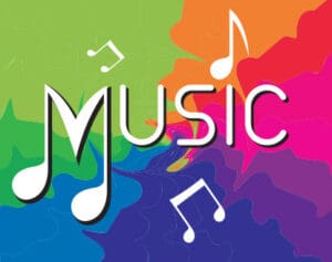 A colorful rainbow background with 
